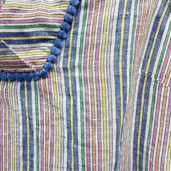Talbots linen sleeveless v neck lightweight rainbow stripe shirt women's small - Picture 2 of 5